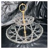 Glass Leaded 2 tiered crystal tidbit tray