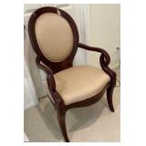 Henredon Cherry Wood High Back upholstered arm chair