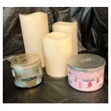 Group of candles, Yankee, 3 lighted candles