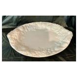 White porcelain serving tray with embossed fruit