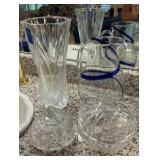 Leaded crystal candy dishes, pitcher, vase