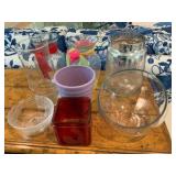 Group of glass pottery and plastic vases