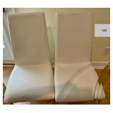 Set of 2 America Glenview white side chairs, white faux leatherette material