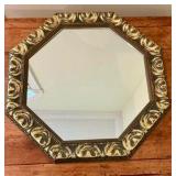 Hexagon mirror, painted wood frame