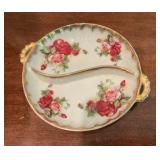Porcelain Japan hand painted candy dish with roses