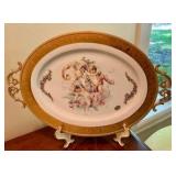 Vintage Limoges porcelain platter 24k gold gilded Vizavi, cherubs hand Decorated