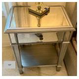 Pier 1 imports Hayworth mirrored nightstand, silver finish, drawer and shelf