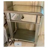 Pier 1 imports Hayworth mirrored nightstand, silver finish, drawer and shelf