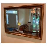 Antique 19th century French mirror, Carved giltwood frame with leaf motifs