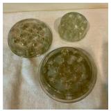3 glass vintage flower frogs