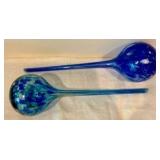 Blow glass blue plant waterer