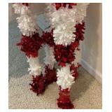 Group of 4 tinsel candy cane Christmas decoration