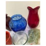 Group of various flower vases glass pottery