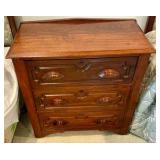 Vintage Art deco "waterfall" style 3 drawer lowboy dresser, early 1930