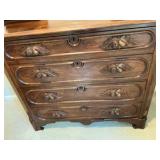 Victorian classic American wood dresser Handkerchief Drawers and distinct hand carved pulls