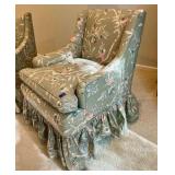Vintage Chinoiserie wingback club chair, pastel floral cotton print