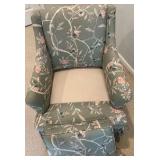 Vintage Chinoiserie wingback club chair, pastel floral cotton print