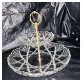 Glass Leaded 2 tiered crystal tidbit tray