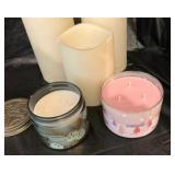 Group of candles, Yankee, 3 lighted candles