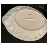 White porcelain serving tray with embossed fruit