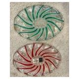 Mikasa glass candy dishes Christmas Peppermint swirl