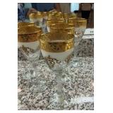 Gold frosted glass wine goblets (6)