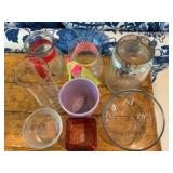 Group of glass pottery and plastic vases