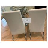 Set of 2 America Glenview white side chairs, white faux leatherette material
