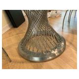 Armen living Calypso glass dining table, woven brushed stainless steel wire base