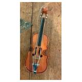 Group of misc decor, mini wood violin