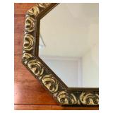 Hexagon mirror, painted wood frame