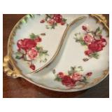 Porcelain Japan hand painted candy dish with roses