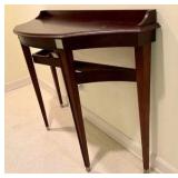 Tall dark cherry wood console table four tapered legs, Bombay
