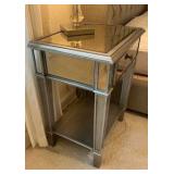 Pier 1 imports Hayworth mirrored nightstand, silver finish, drawer and shelf