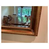 Antique 19th century French mirror, Carved giltwood frame with leaf motifs