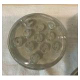 3 glass vintage flower frogs