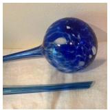 Blow glass blue plant waterer