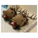 Gallerie II burlap reindeer head ornaments Christmas Holiday