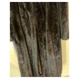 Vintage Roy H. Bjorkman dark brown mink fur coat with floral embroidered lining