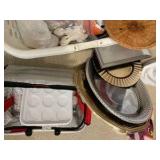 Group of various entertaining picnic plastic platters cooler material