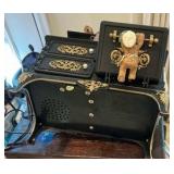 Collectable Resin Miniature Christmas doll house stove, music box, articulated