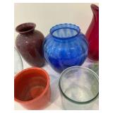 Group of various flower vases glass pottery