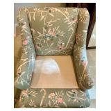 Vintage Chinoiserie wingback club chair, pastel floral cotton print