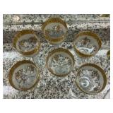 Gold frosted glass wine goblets (6)