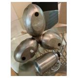 Group of cake stand and silver toned items