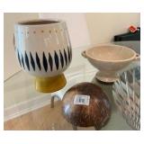 Group of decor pottery shell bowl.