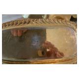Group of gold toned, butter dishes, platter/plate