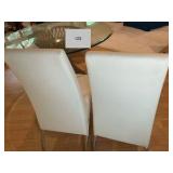 Set of 2 America Glenview white side chairs, white faux leatherette material