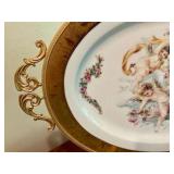 Vintage Limoges porcelain platter 24k gold gilded Vizavi, cherubs hand Decorated