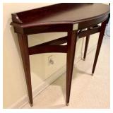 Tall dark cherry wood console table four tapered legs, Bombay